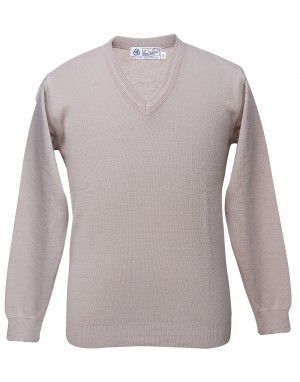 Men pure wool sweater plain heavy cream